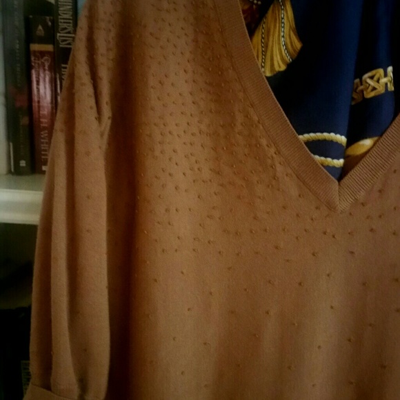 Talbots Sweaters - Talbot's Plus Sweater Warm Brown Beaded Sz 1X